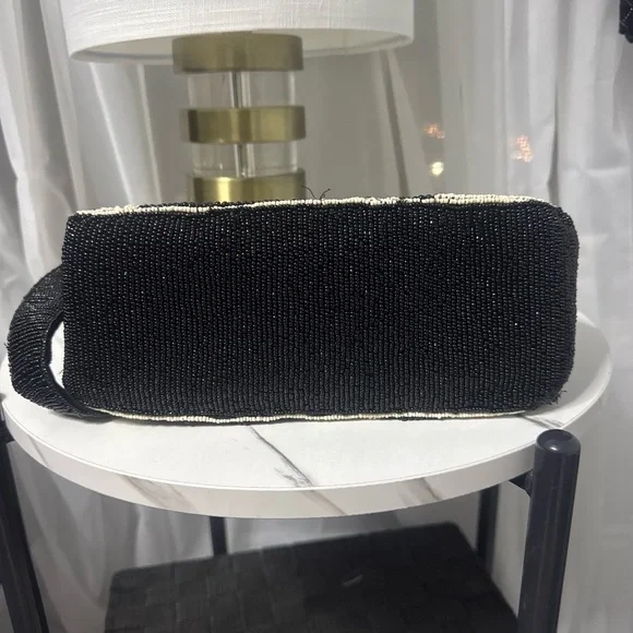 Beaded Black and Cream Shoulder Bag - Picture 3 of 4